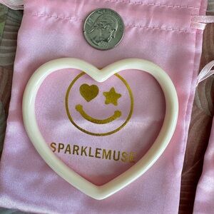 Sparklemuse Heart Bracelet Bangle Ivory Cream